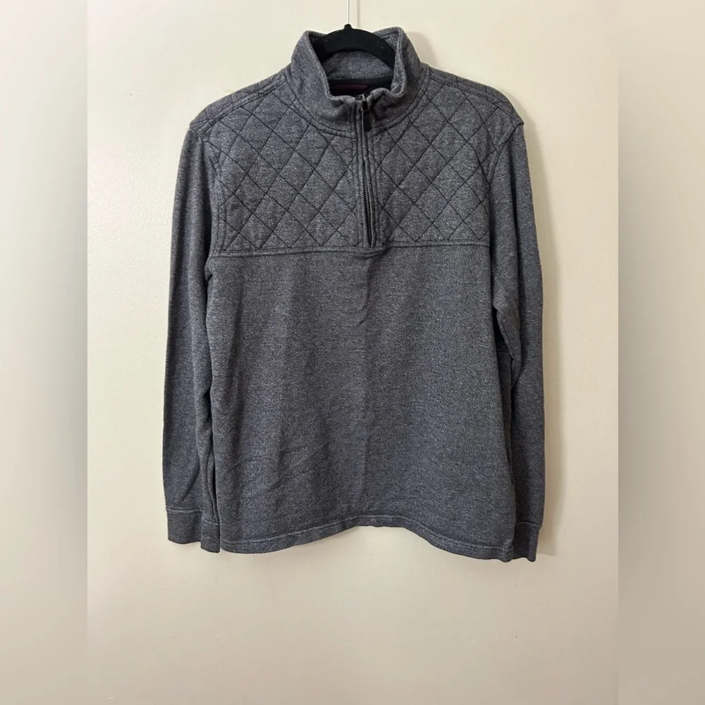 Banana Republic Mens Cotton Half Zip Long Sleeve Pullover Quilted Sweater Size L